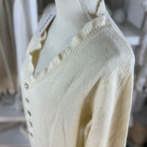 Ecowish Women’s sz. Medium cream popover sweater embellished buttons,  #4308 - Picture 4 of 8